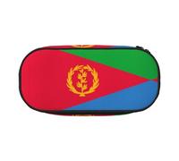 WBQLSL Bolsa de almacenamiento de papelería impresa con la bandera de Eritrea, estuche de lápices de varias cuadrículas, bolsa portátil para estudiantes