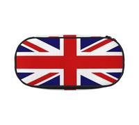 WBQLSL Bolsa de almacenamiento de papelería impresa con la bandera del Reino Unido, estuche de lápices de varias cuadrículas, bolsa portátil para estudiantes