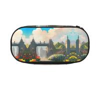 WBQLSL Bolsa de almacenamiento de papelería impresa Outside the Castle Gate, estuche de múltiples capas portátil para estudiantes