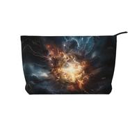 WBQLSL Bolsa de cosméticos con diseño de explosión de la tierra, ligera y compacta con cierre de cremallera, bolsa de almacenamiento de cosméticos diaria