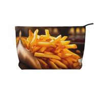 WBQLSL Bolsa de cosméticos con diseño de pila de papas fritas, ligera y compacta con cierre de cremallera, bolsa de almacenamiento de cosméticos diaria