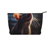 WBQLSL Bolsa de cosméticos con diseño de ratón, ligera y compacta con cierre de cremallera, bolsa de almacenamiento de cosméticos diario, color negro, talla única