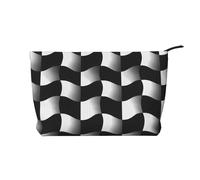WBQLSL Bolsa de cosméticos de pana con diseño de mosaico en blanco y negro, bolsa de almacenamiento de viaje, puede contener lápiz labial, polvo y otros cosméticos, color negro, talla única