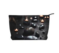 WBQLSL Bolsa de cosméticos de pana con estampado de piedra de corazón misterioso, bolsa de almacenamiento de cosméticos esencial de viaje