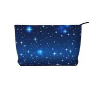 WBQLSL Bolsa de cosméticos de pana estampada con patrón de estrellas azules, bolsa de almacenamiento de cosméticos esencial de viaje