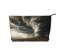 WBQLSL Bolsa de cosméticos de pana estampada con texto en inglés "A tornado is coming", bolsa de almacenamiento de cosméticos esencial para viaje