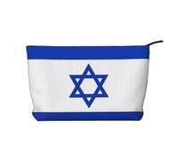 WBQLSL Bolsa de cosméticos de pana impresa con la bandera de Israel, bolsa de almacenamiento de cosméticos esencial de viaje