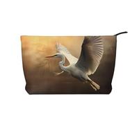 WBQLSL Bolsa de cosméticos de pana impresa con texto en inglés "An egret takes flight", bolsa de almacenamiento de cosméticos esencial de viaje