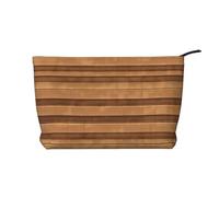 WBQLSL Bolsa de cosméticos de pana impresa con textura de madera original, bolsa de almacenamiento de cosméticos esencial de viaje