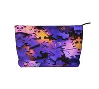 WBQLSL Bolsa de cosméticos de pana para rompecabezas, bolsa de almacenamiento de viaje, puede contener lápiz labial, polvo y otros cosméticos, color negro, talla única