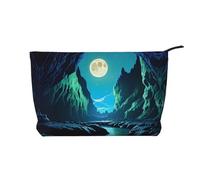 WBQLSL Bolsa de cosméticos de pana Water Moon Cave, bolsa de almacenamiento de viaje, puede contener lápiz labial, polvo y otros cosméticos, color negro, talla única