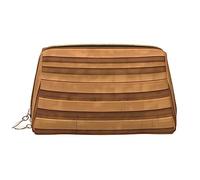 WBQLSL Bolsa de cosméticos de piel con textura de madera original, bolsa de cosméticos portátil de viaje, bolsa de almacenamiento de cosméticos de gran capacidad con bolsillos,