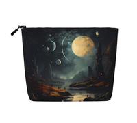 WBQLSL Bolsa de cosméticos de viaje con diseño de estrellas y planetas, bolsa de almacenamiento multifuncional, especialmente diseñada para el almacenamiento de necesidades diarias, color negro, talla