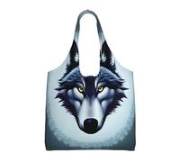 WBQLSL Bolsa de hombro estampada con cabeza de lobo feroz - adecuada para bolsas de lona resistentes, bolsas de compras, color negro, talla única