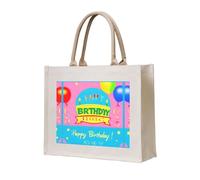 WBQLSL Bolsa de lona con estampado de globos de feliz cumpleaños, bolsa de almacenamiento ligera perfecta para la playa, picnics y compras diarias
