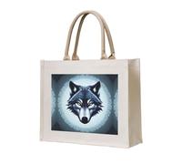 WBQLSL Bolsa de lona estampada con cabeza de lobo feroz | Bolsa de almacenamiento ligera perfecta para la playa, picnics y compras diarias