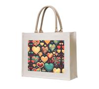 WBQLSL Bolsa de lona estampada con corazones coloridos que se puede utilizar para almacenamiento, picnic, playa, piscina y otras escenas.
