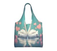 WBQLSL Bolsa de lona estampada The Swan in Love, adecuada para bolsas de compras, bolsos de mujer de moda