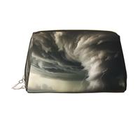 WBQLSL Bolsa de maquillaje de piel con diseño abstracto de cabezas de perro, adecuada para llevar cosméticos contigo, Se acerca un tornado, Talla única