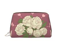 WBQLSL Bolsa de maquillaje de piel con mantequilla para pan, bolsa de almacenamiento de cosméticos, adecuada para llevar cosméticos contigo, Rosa blanca del amor, Talla única
