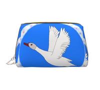 WBQLSL Bolsa de maquillaje de piel de ganso blanco volador, bolsa de almacenamiento de maquillaje portátil de gran capacidad, bolsa de viaje con bolsillo, color blanco, talla única