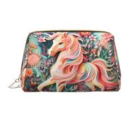 WBQLSL Bolsa de maquillaje de piel de unicornio con corte de papel rosa, bolsa de almacenamiento de maquillaje portátil de gran capacidad, bolsa de viaje con bolsillo para maquillaje