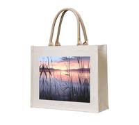 WBQLSL Bolsa de playa con estampado de atardecer con vista al lago, perfecta para la playa, picnics, viajes y ocio junto a la piscina