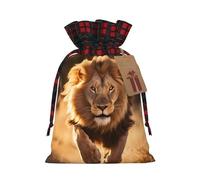 WBQLSL Bolsa de regalo de arpillera de North American Lion Running - Bolsa de cordón de 8.3 x 11.8 pulgadas, suministros de decoración de fiesta