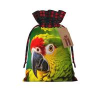 WBQLSL Bolsa de regalo de arpillera de primer plano con diseño de loro, bolsa de cordón de 8.3 x 11.8 pulgadas, suministros de decoración de fiesta