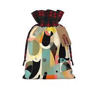 WBQLSL Bolsa de regalo de gato de arte moderno de mediados de siglo, bolsa de decoración de suministros de fiesta de Navidad, bolsa de regalo de arpillera de Navidad de 8.3 x 11.8 pulgadas