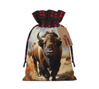WBQLSL Bolsa de regalo de Navidad con cordón de 8.3 x 11.8 pulgadas, bolsa decorativa de suministros de fiesta de Navidad, bolsa de regalo de arpillera de rebaño de bisontes norteamericanos