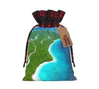 WBQLSL Bolsa de regalo de Navidad con cordón de 8.3 x 11.8 pulgadas, bolsa decorativa de suministros de fiesta de Navidad, una bolsa de regalo de arpillera de isla en el océano