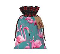 WBQLSL Bolsa de regalo de Navidad con cordón de 8.3 x 11.8 pulgadas, bolsa decorativa de suministros de fiesta de Navidad, una bolsa de regalo de arpillera de flamencos