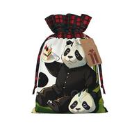 WBQLSL Bolsa de regalo de Navidad con cordón de 8.3 x 11.8 pulgadas, bolsa decorativa de suministros de fiesta de Navidad, bolsa de regalo de arpillera de pandas de padre e hijo