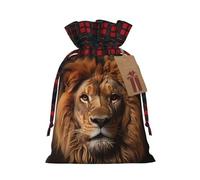 WBQLSL Bolsa de regalo de Navidad con cordón de 8.3 x 11.8 pulgadas, bolsa decorativa de suministros de fiesta de Navidad, bolsa de regalo de arpillera The Lion's Gaze