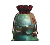 WBQLSL Bolsa de regalo de Navidad con cordón de 8.3 x 11.8 pulgadas, bolsa decorativa de suministros de fiesta de Navidad, bolsa de regalo de arpillera Little Bridge in the East