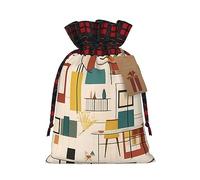 WBQLSL Bolsa de regalo moderna de mediados de siglo, bolsa de decoración de suministros de fiesta de Navidad, bolsa de regalo de arpillera de Navidad de 8.3 x 11.8 pulgadas
