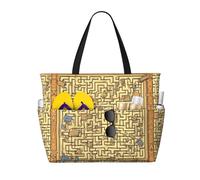 WBQLSL Bolsa de viaje de playa con diseño de laberinto del tesoro para gimnasio, piscina, supermercado, compras, viajes cortos