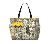 WBQLSL Bolsa de viaje de playa con diseño de mapa del tesoro laberinto para gimnasio, piscina, supermercado, compras, viajes cortos