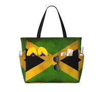 WBQLSL Bolsa de viaje de playa con patrón de bandera de Jamaica antigua para gimnasio, piscina, supermercado, compras, viajes cortos