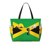 WBQLSL Bolsa de viaje de playa con patrón de bandera de Jamaica para gimnasio, piscina, supermercado, compras, viajes cortos