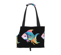 WBQLSL Bolsa de viaje para mascotas con patrón de ondas de pez, pequeña bolsa de hombro para mascotas para coches y personas