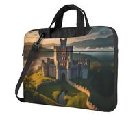 WBQLSL Bolso cruzado y maletín para portátil con estampado de castillo medieval, fácil de llevar para viajes de negocios y trabajo, Black, 13 inch