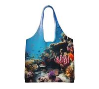 WBQLSL Bolso de lona para mujer con estampado de arrecifes de coral, bolso de hombro casual + bolso de mano, diseño de doble