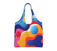 WBQLSL Bolso de lona para mujer con estampado de bolas de arco de colores, bolso de hombro casual + bolso de mano de diseño de doble propósit