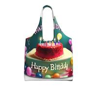 WBQLSL Bolso de lona para mujer con estampado de feliz cumpleaños, bolso de hombro casual + bolso de mano, diseño de doble propósito