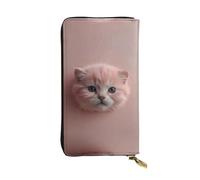 WBQLSL Bolso de mano largo de piel rosa con diseño de pata de gato con monedero con cremallera y 12 ranuras para tarjetas de crédito, cartera ligera de viaje para dinero en efectivo
