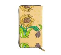 WBQLSL Bolso de mano pequeño de cuero con estampado de semillas de girasol y girasoles, cartera de 7.5 x 4.1 pulgadas
