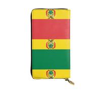 WBQLSL Bolso de mano pequeño de piel con estampado de la bandera de Bolivia, cartera de 19 x 10,4 cm