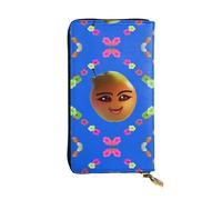 WBQLSL Bolso de mano pequeño de piel con estampado de pera amarilla sonriente, cartera de 7.5 x 4.1 pulgadas